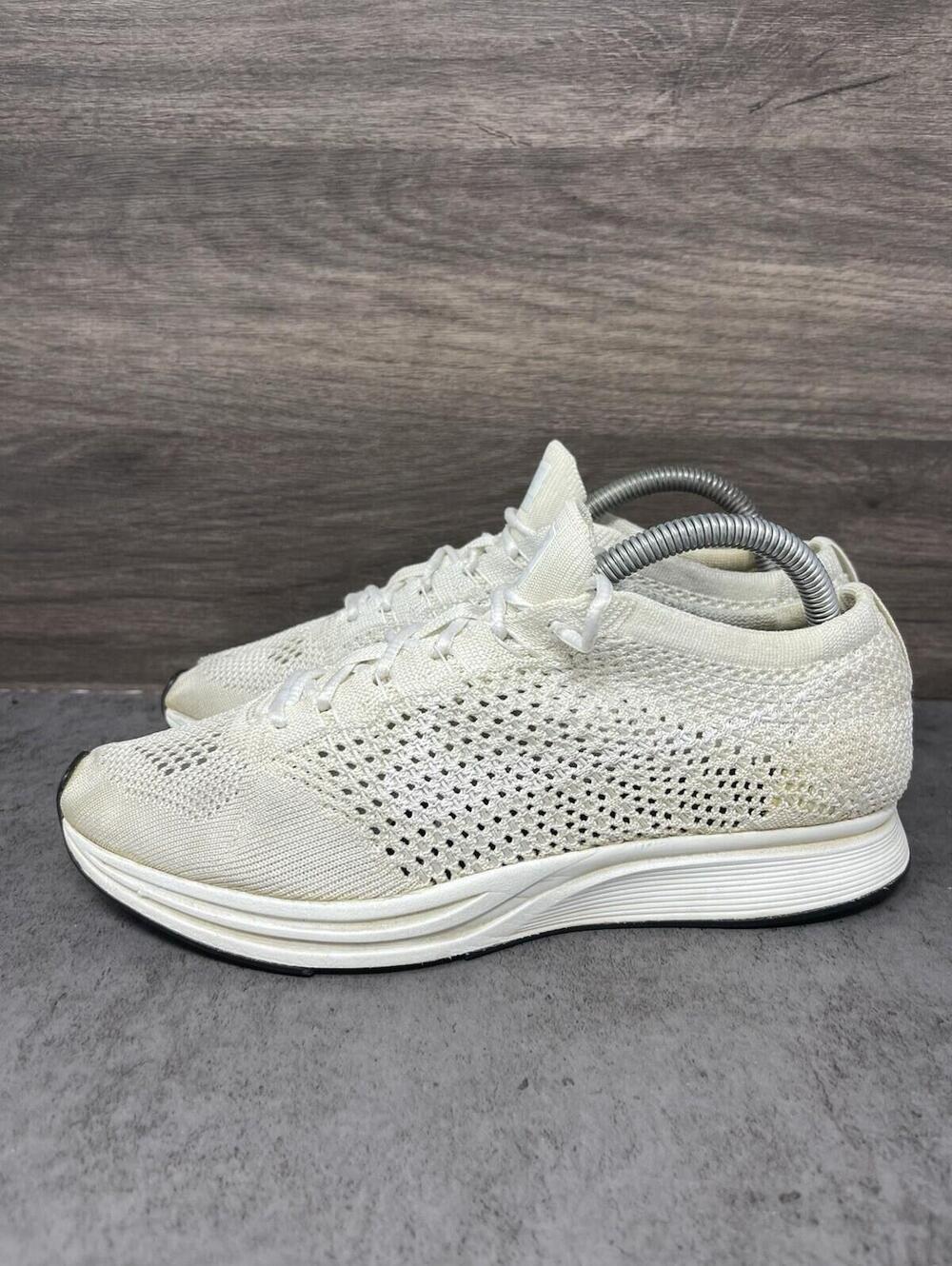 Nike Flyknit Racer White Sneakers Mens Size 7.5 526628-100